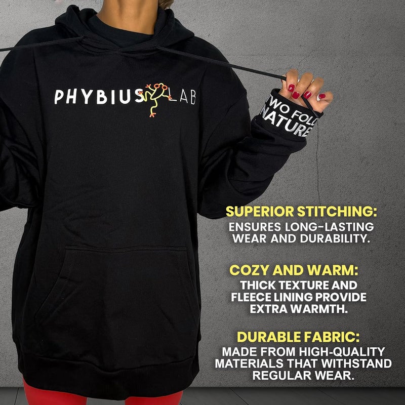 PHYBIUS Lab - Unisex Oversized Black Hoodie with Fleece-Lined Hood for Men and Women – Thick, Warm, Cozy, and Durable Sweatshirt for Cold Weather – Long Sleeve Hoodie for Winter, Casual Wear, Layering - Image 3
